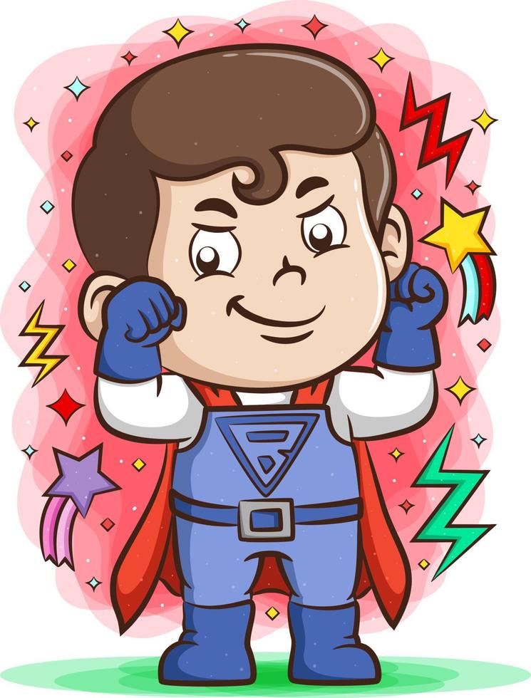 The super red boy using the blue gloves with the electric power vector