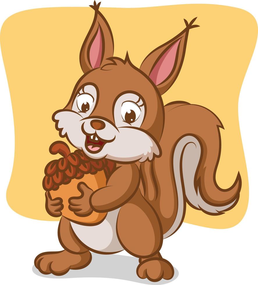 The squirrel is holding the nut for eating in the day vector