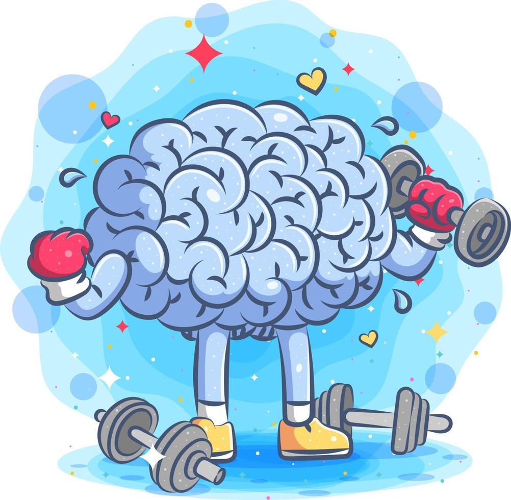 Strong brains does the gym with barbells 4858339 Vector Art at Vecteezy