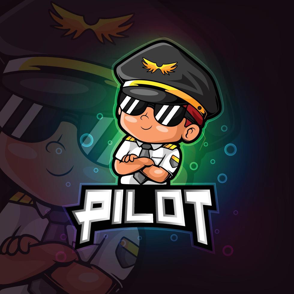 diseño de logotipo de mascota piloto esport vector