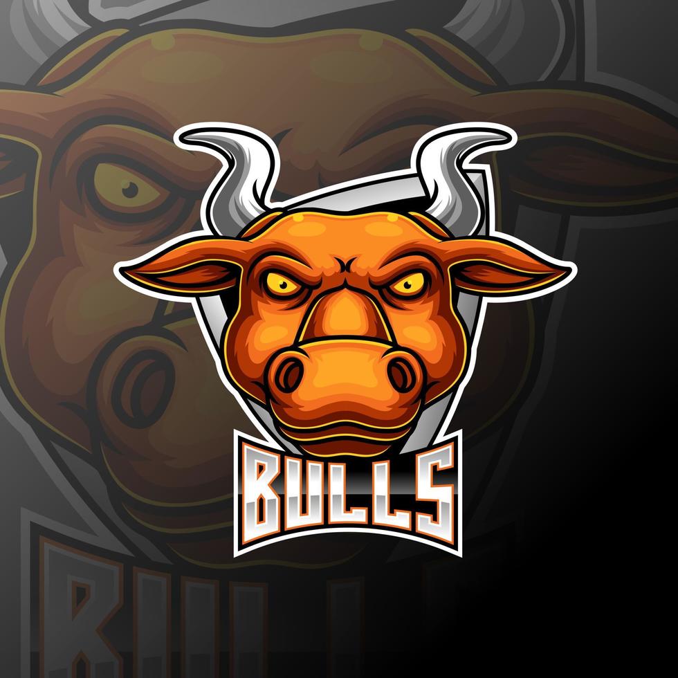 diseño de logotipo de mascota de bulls e sport vector