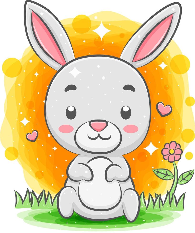 Funny rabbit sitting at the garden vector