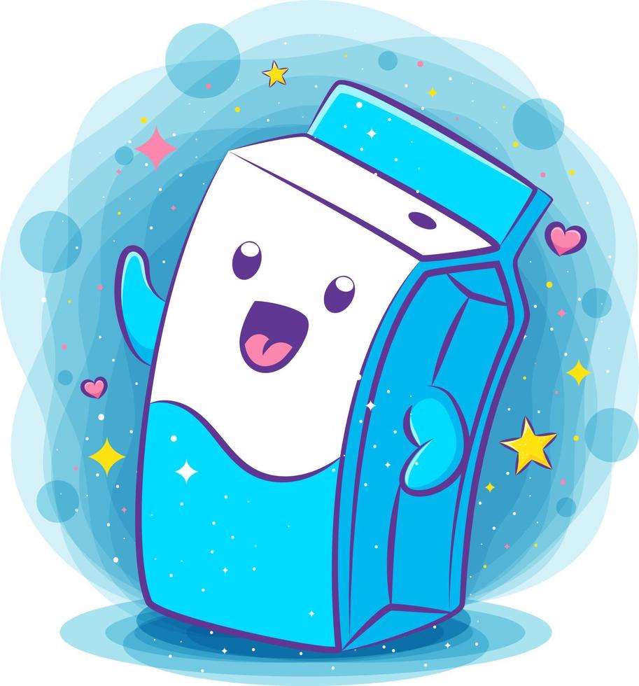 Cute milk box kawaii character vector