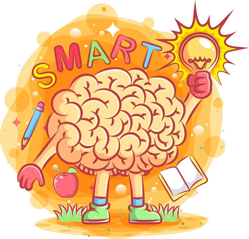 Smart brain with brilliant ideas illustration 4858389 Vector Art at