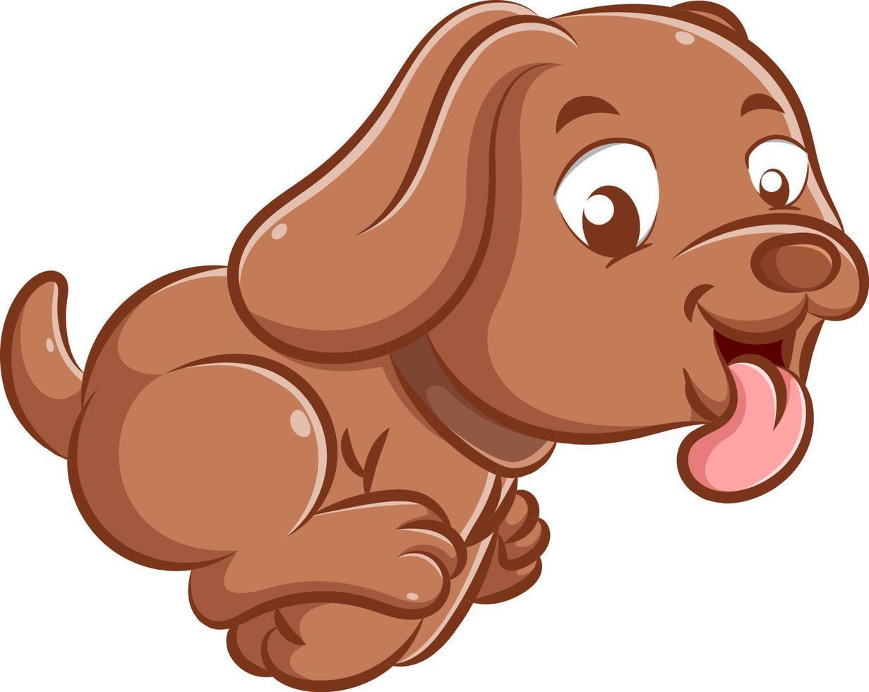 The little puppy with the long ears is running and playing with the happy face vector