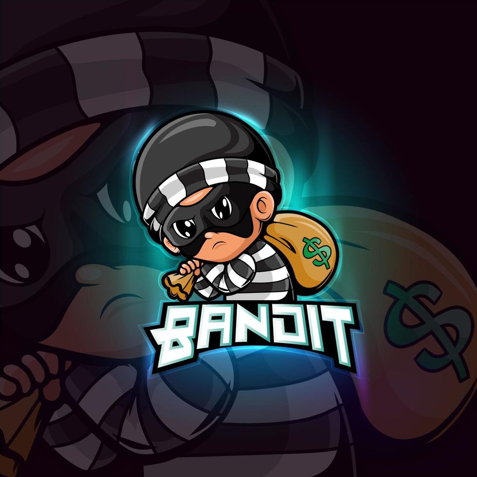 Bandit mascot esport logo design vector