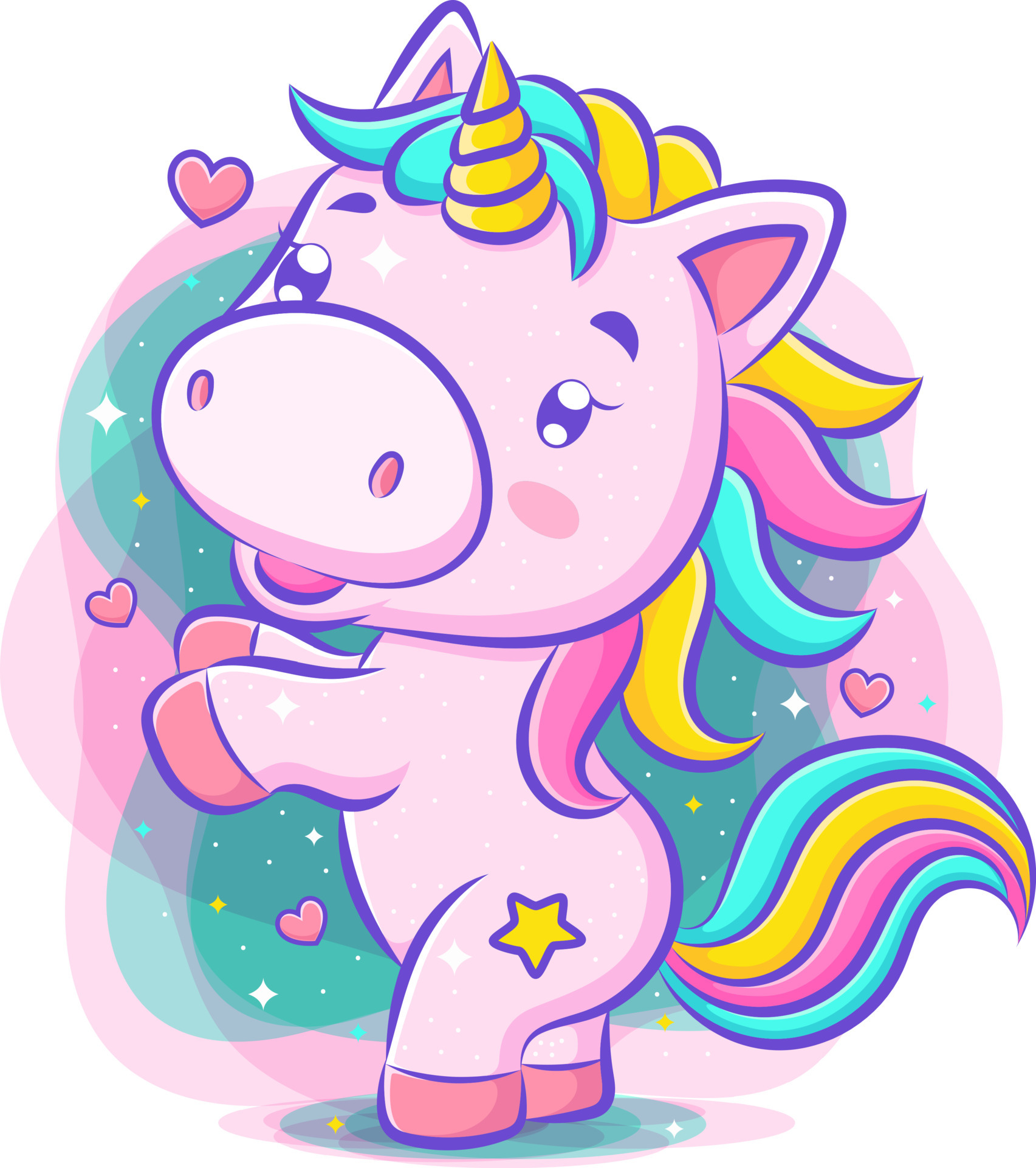 Little cute unicorn dance and smile 4858417 Vector Art at Vecteezy