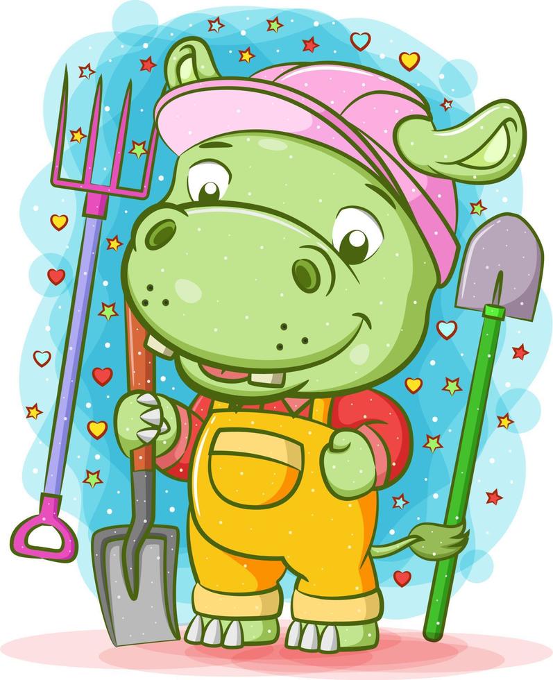 The hippopotamus is holding scope around utensil vector