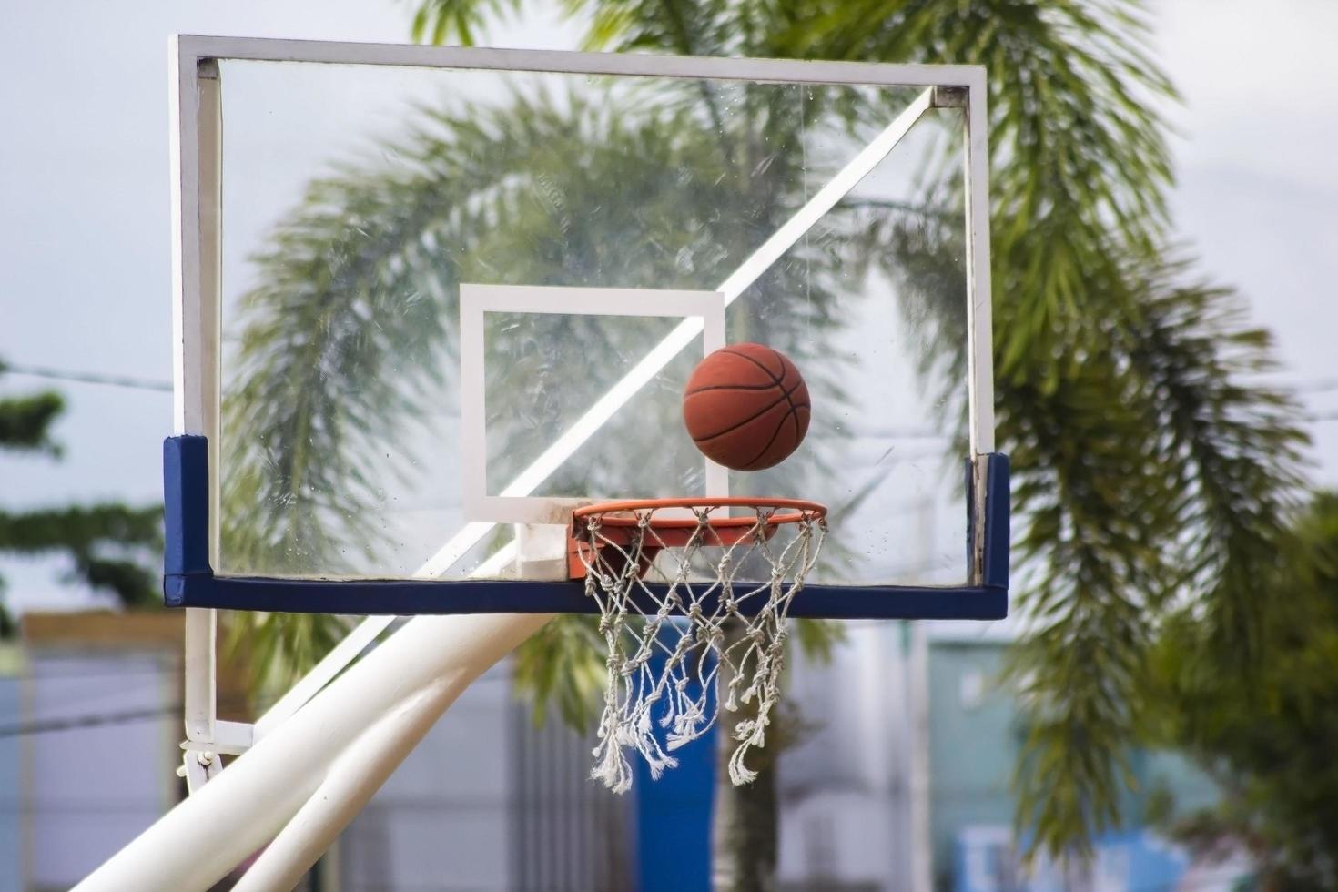Basketball ring with net photo