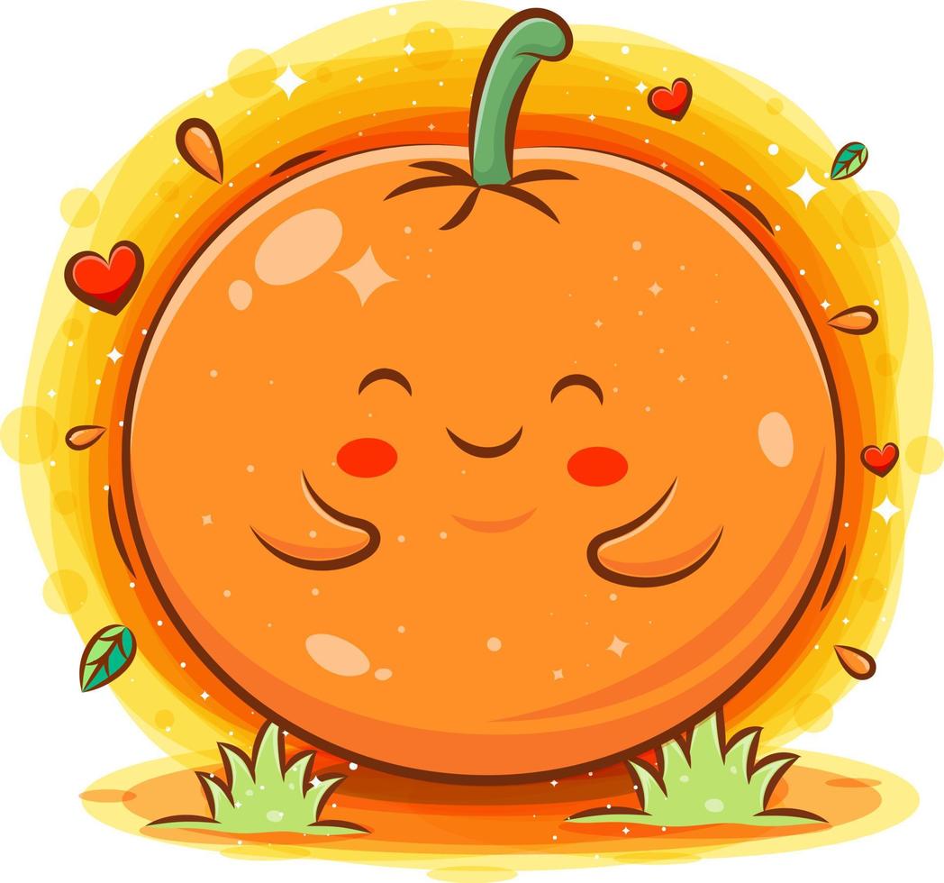 Sonriente linda caricatura kawaii de personaje naranja vector