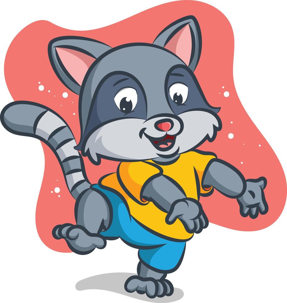 The raccoon is posing with the welcoming position vector