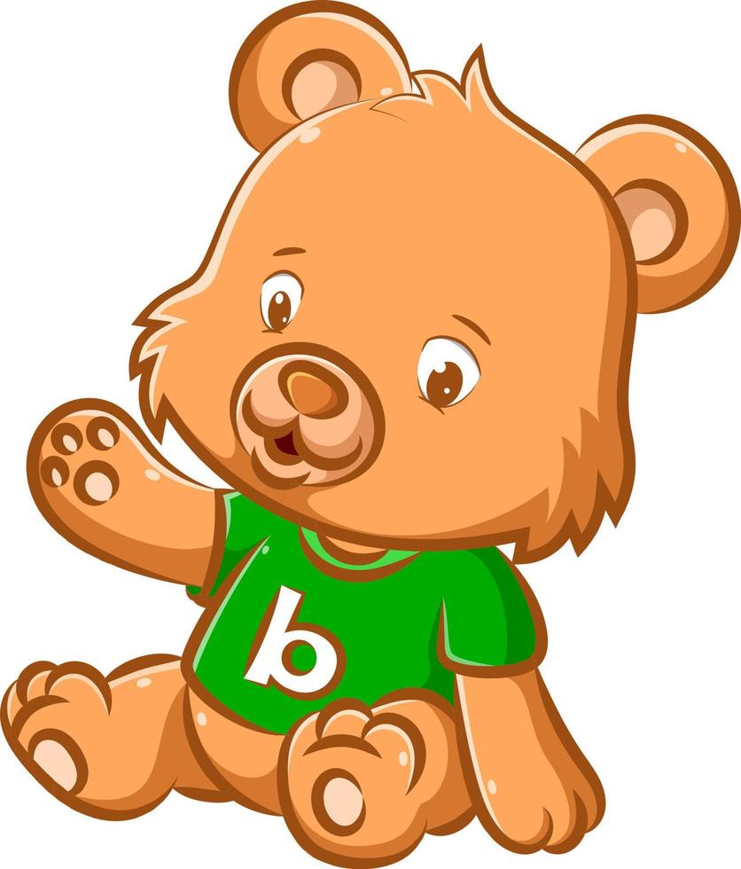 The little doll bear is sitting with the green shirt and the alphabet in the center vector