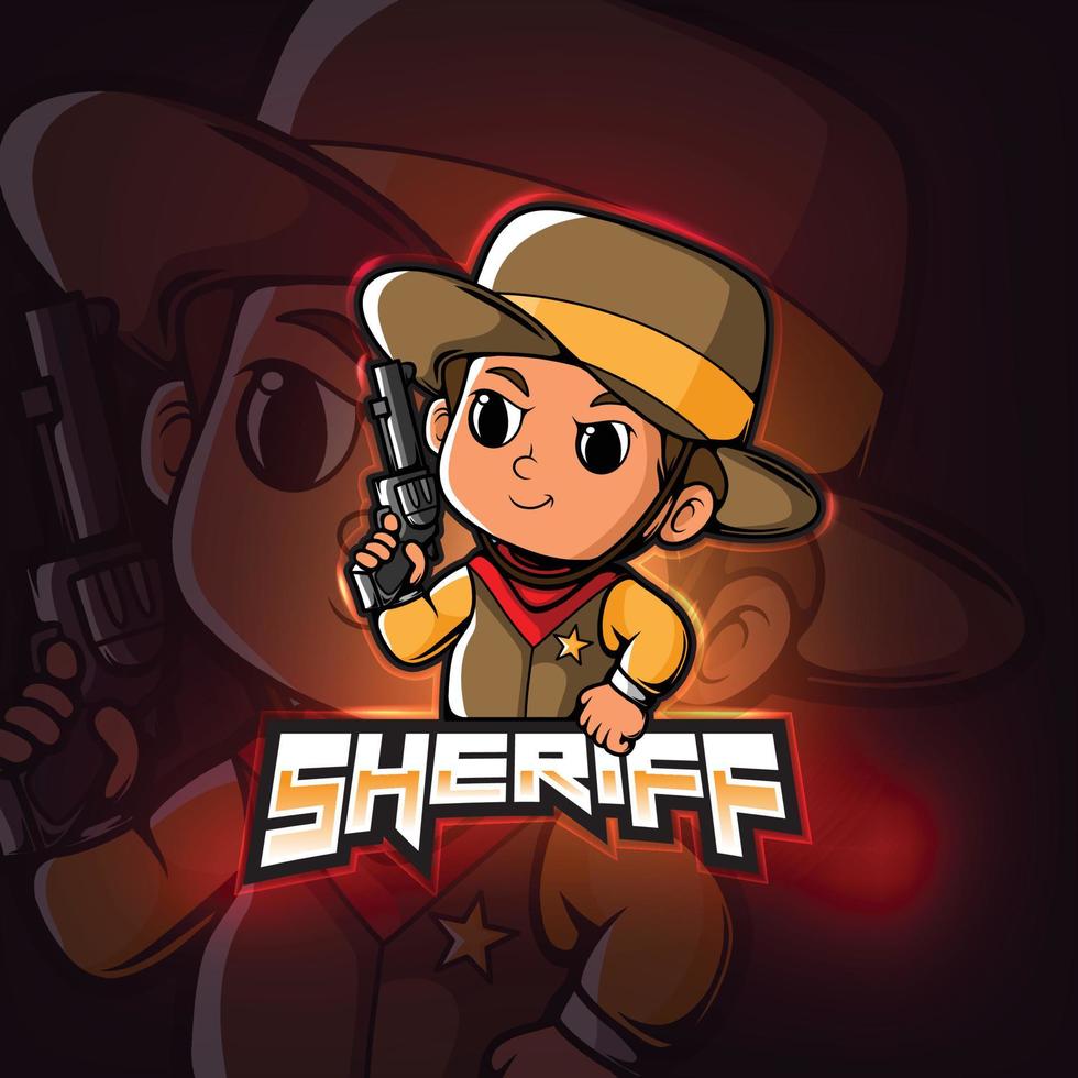 Sheriff mascot esport logo design vector