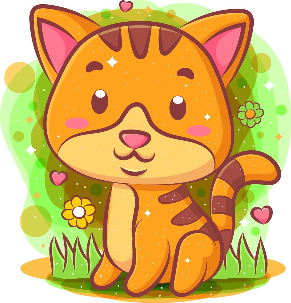 Baby cat playing at the park vector