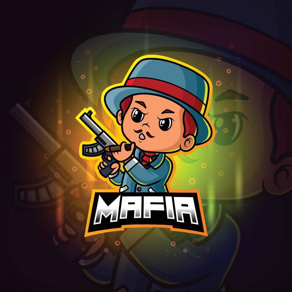 el diseño del logotipo de la mascota de la mafia esport vector