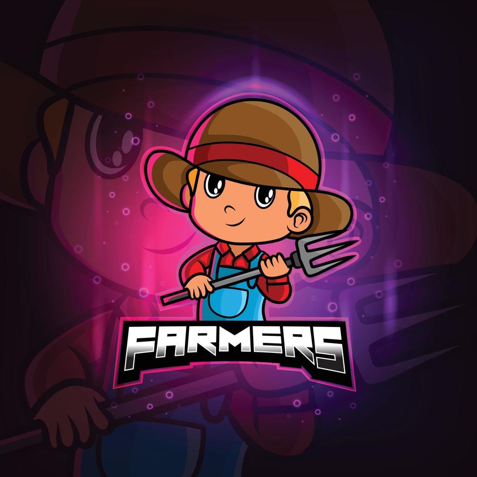 The farmers mascot esport logo design vector