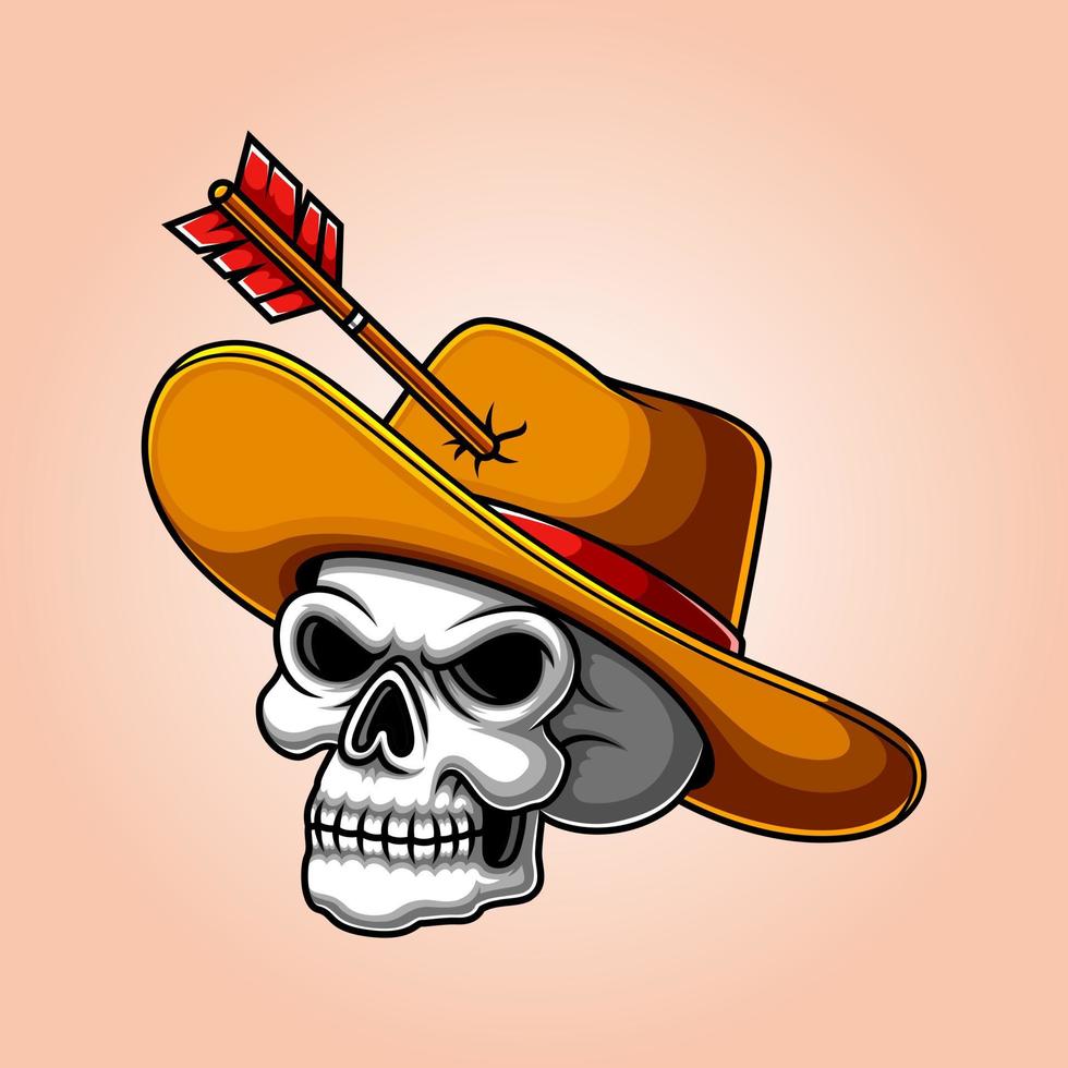 Scary human cowboy skulls with leather hat vector