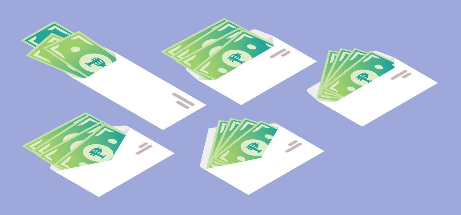 Philippine Peso Money in Envelope Isometric Icon vector