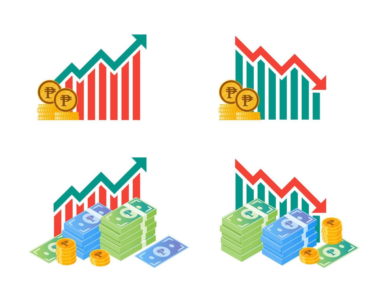 ilustraciones de fluctuación de dinero de peso filipino vector