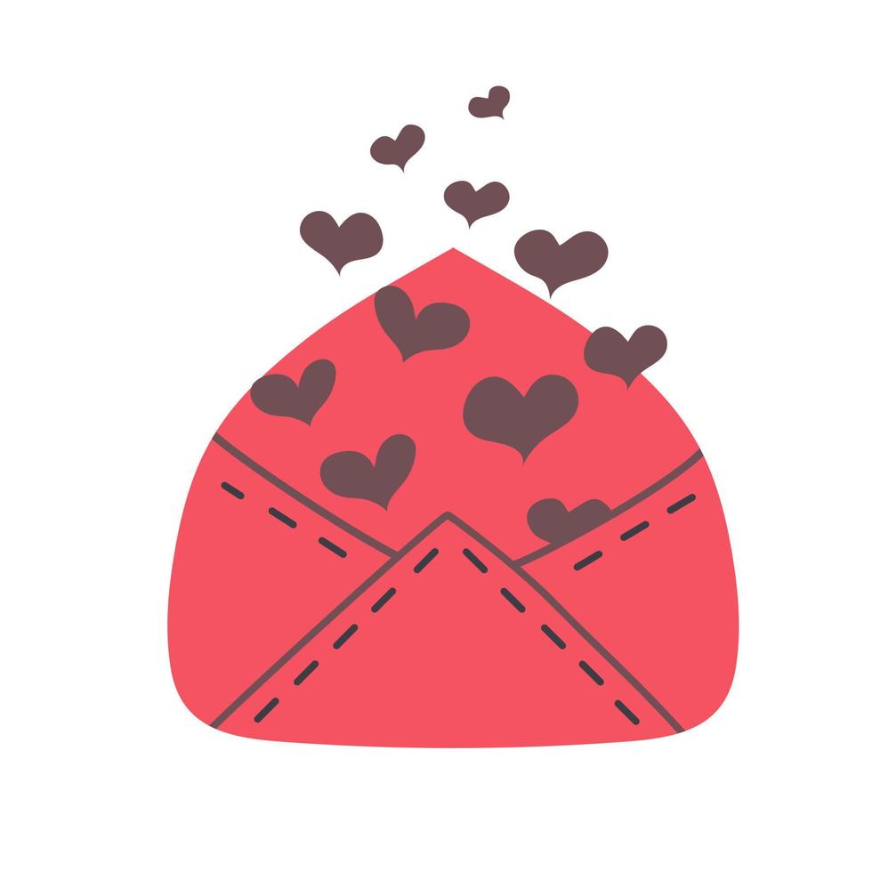 Red love envelope with hearts flying out of it. Love message. vector