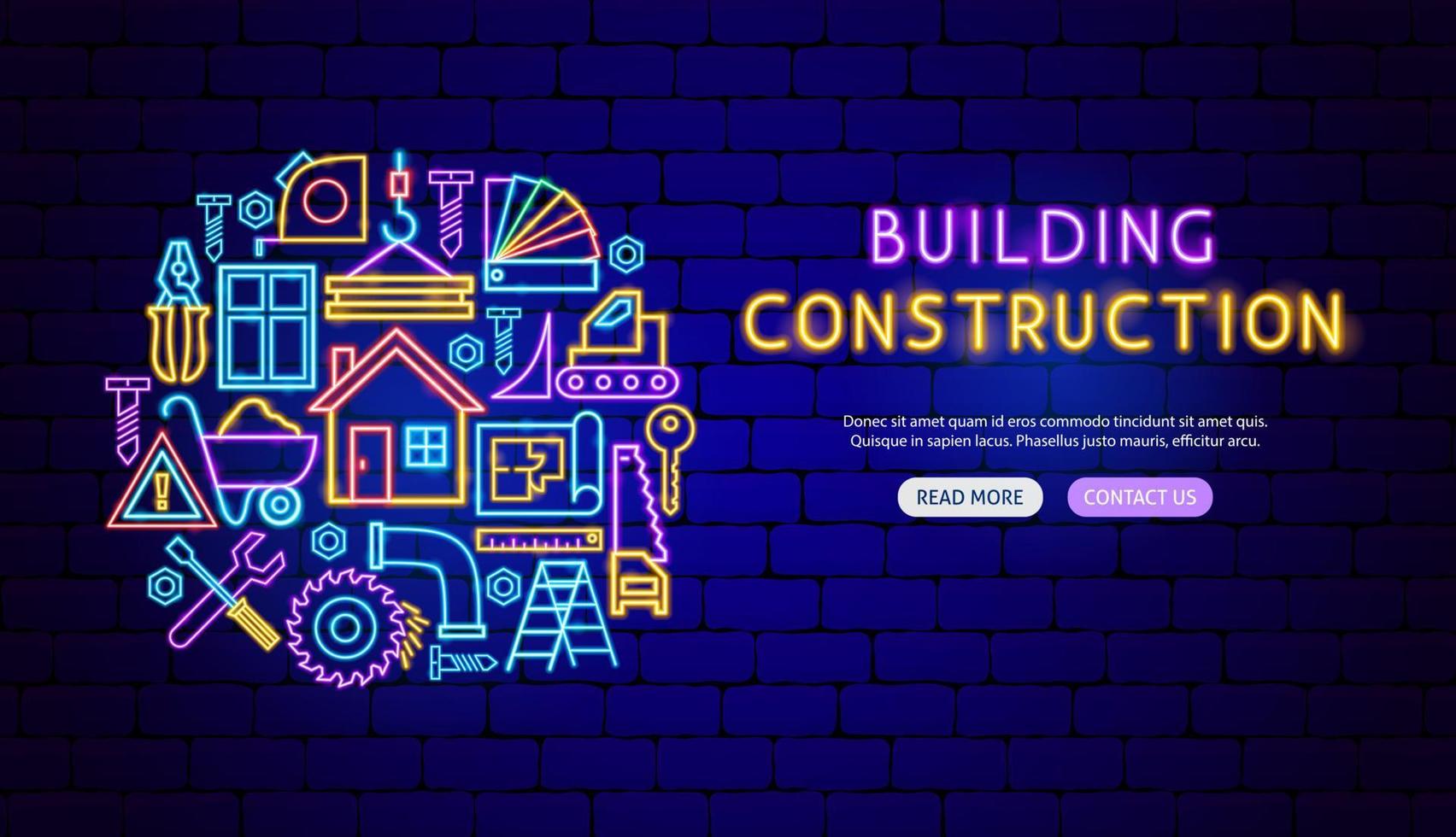 Construction Neon Banner Design vector