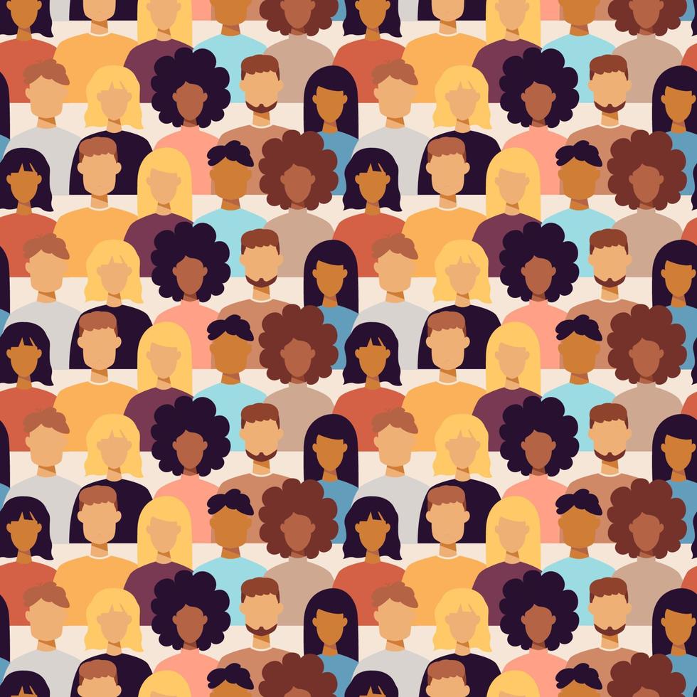 Many Trendy People Portraits Seamless Pattern vector