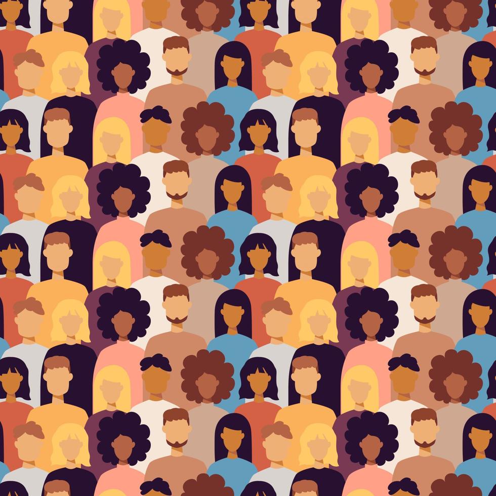 Many Trendy People Seamless Pattern vector