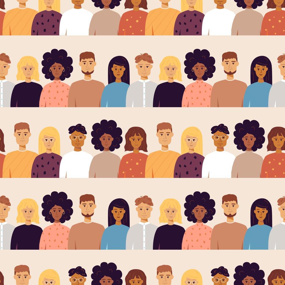 People Portraits Seamless Pattern vector