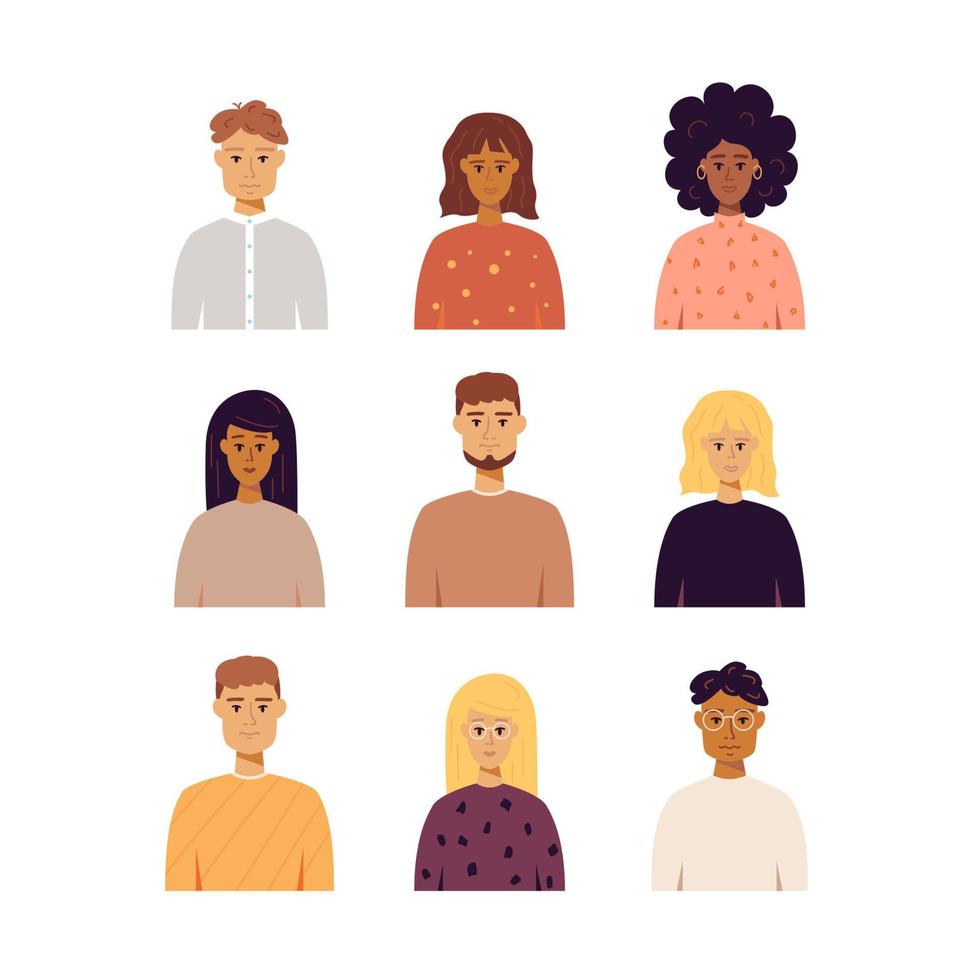 conjunto de retratos de personas vector