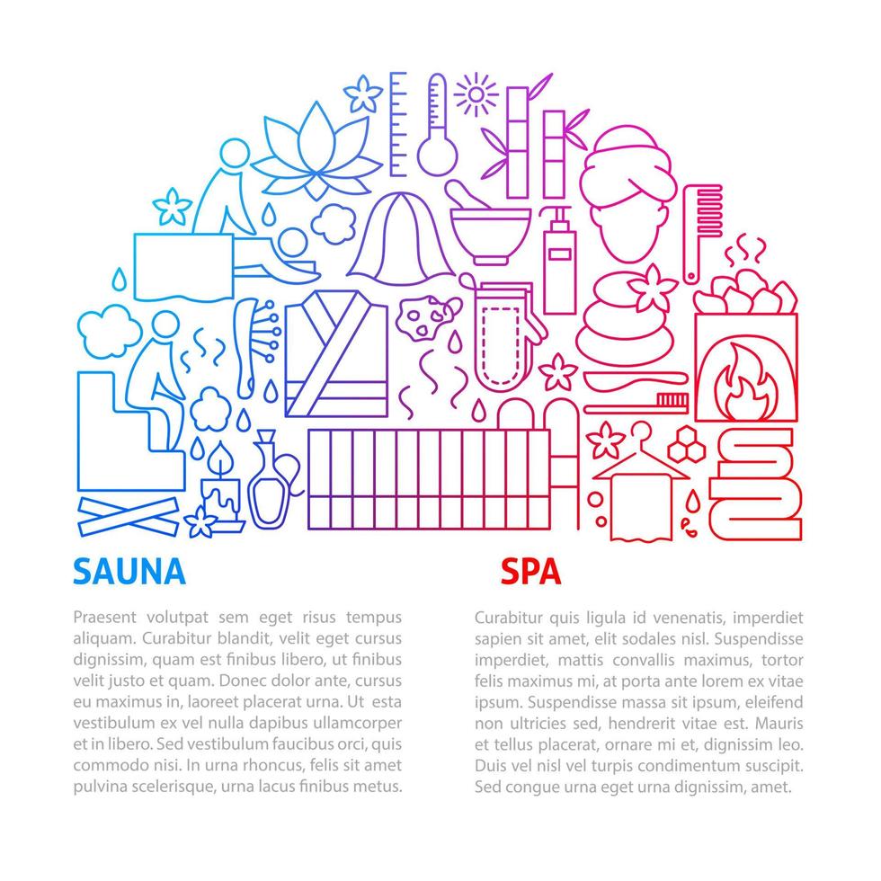 plantilla de línea de sauna spa vector