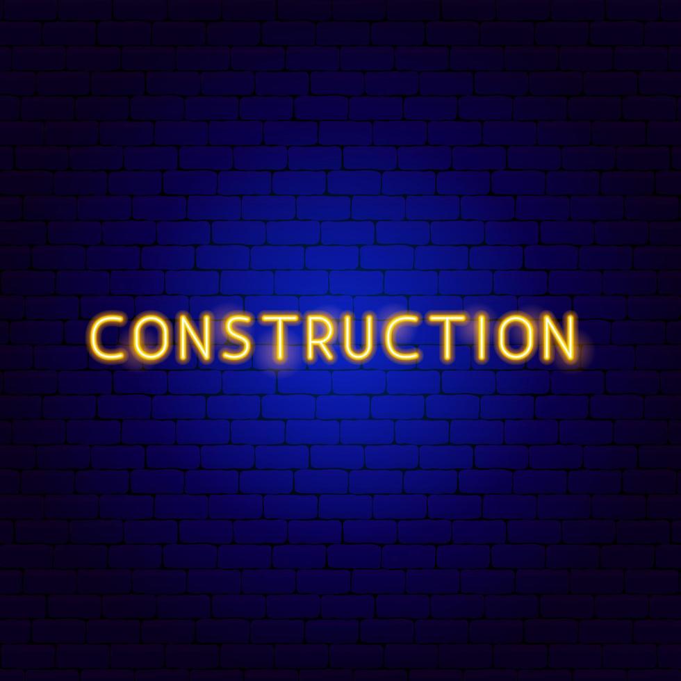 Construction Neon Text vector