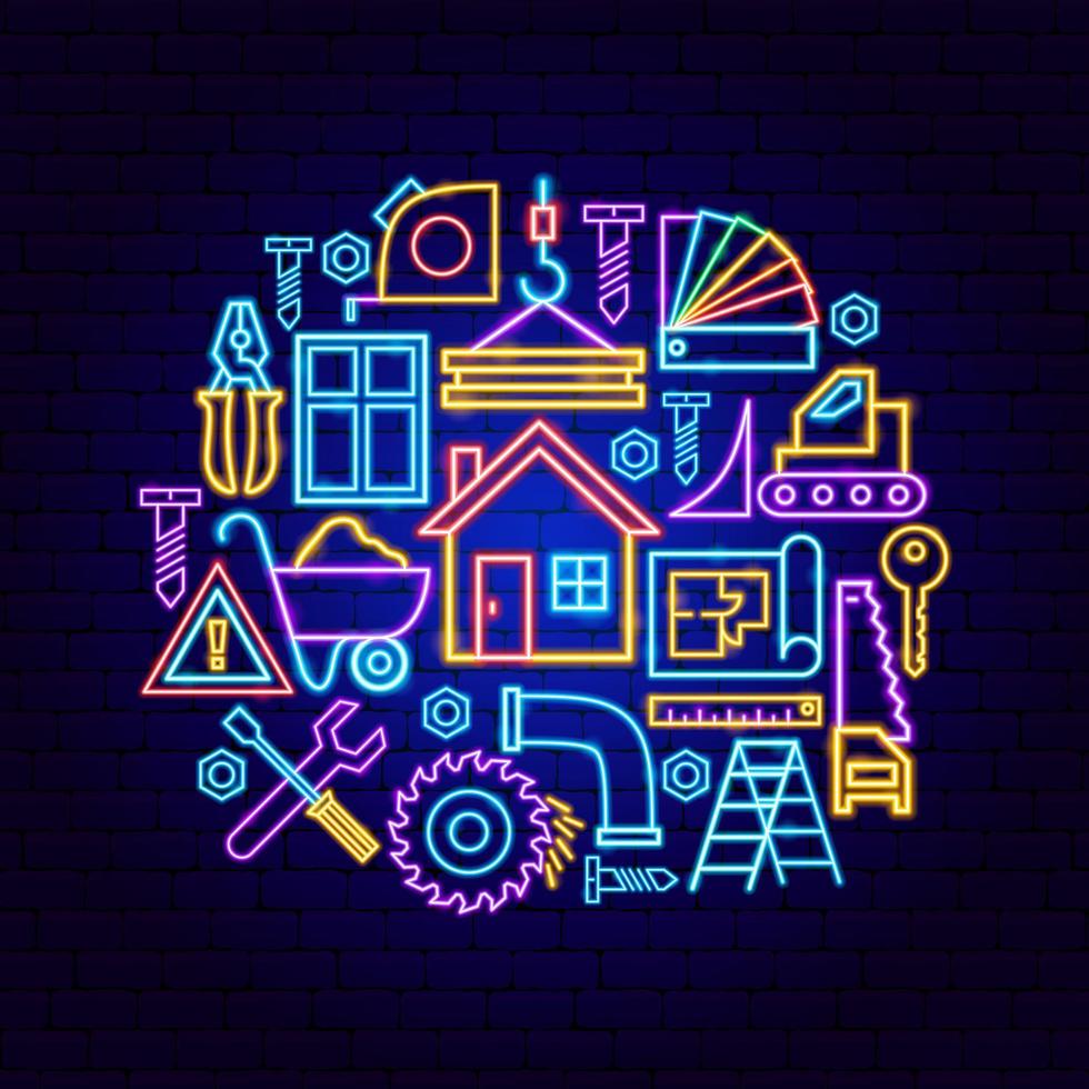 Construction Neon Concept vector