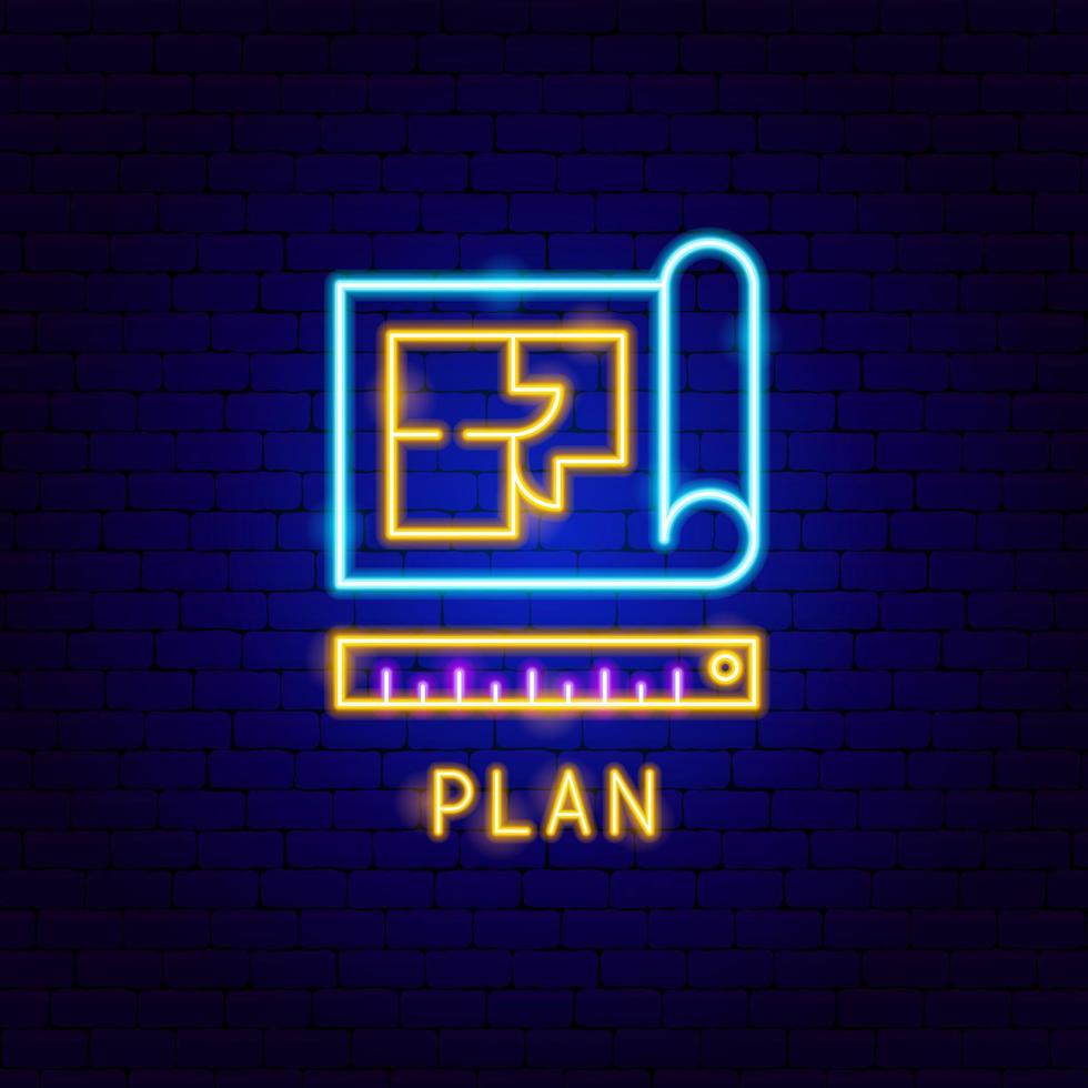 Plan Neon Label vector