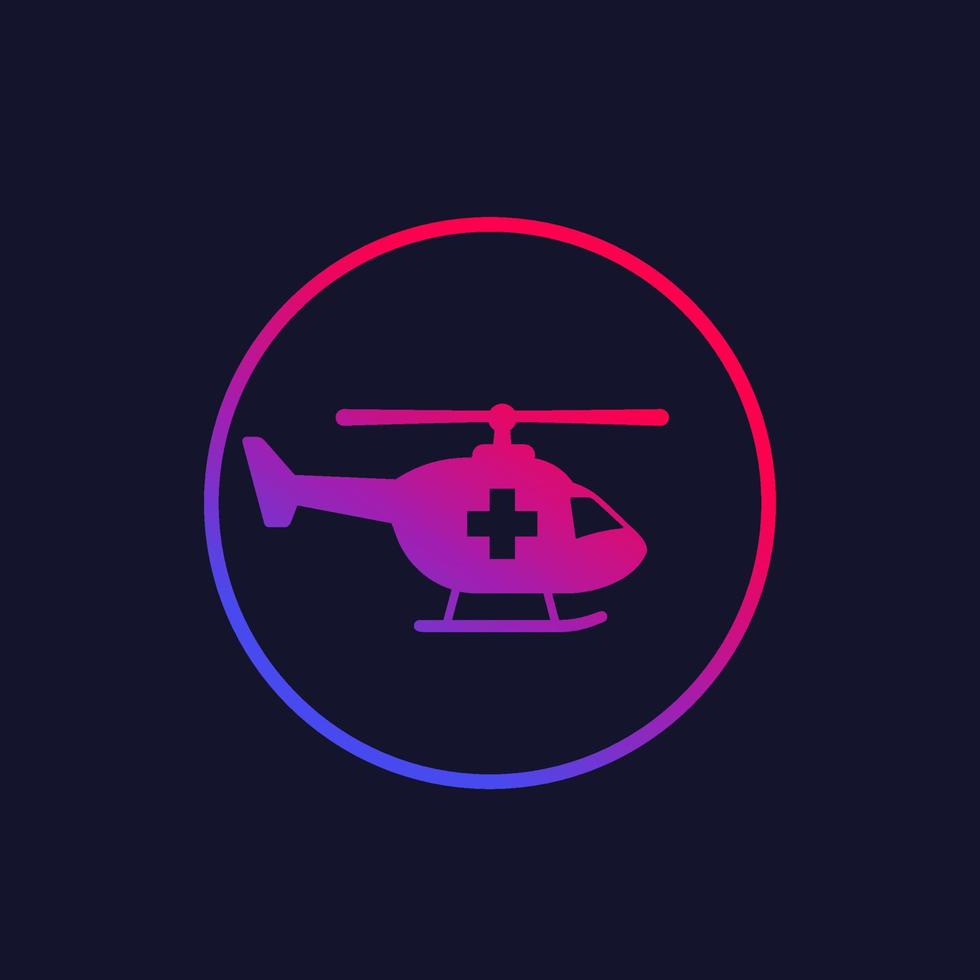 Air ambulance, medical helicopter icon, vector