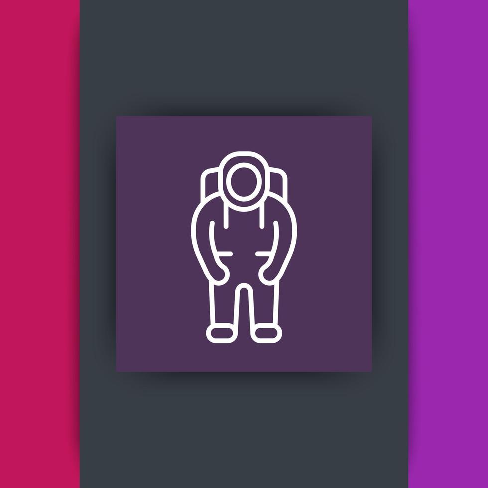 icono de línea de astronauta en cuadrado, icono de traje espacial, pictograma de astronauta, ilustración vectorial vector