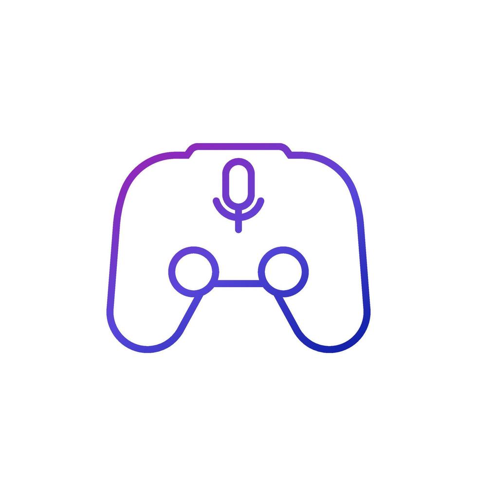 gamepad with audio control line icon vector