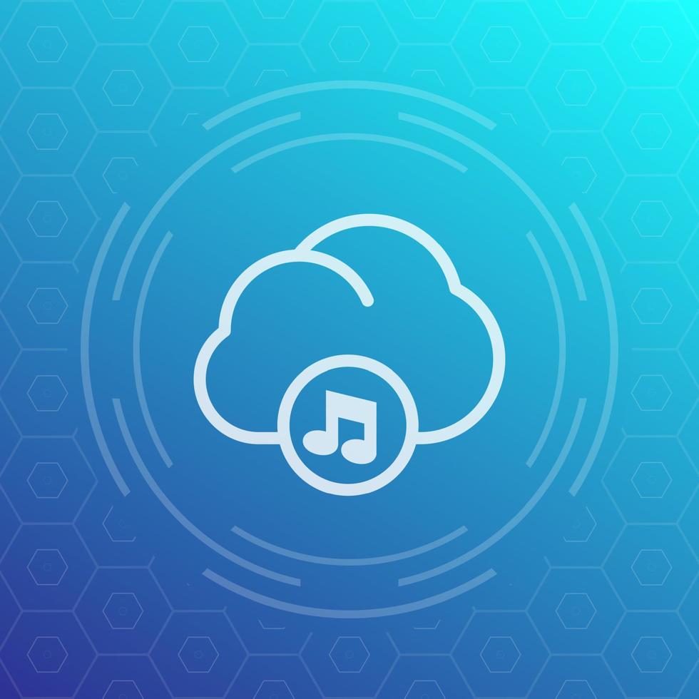 Música en icono de línea de nube, pictograma, ilustración vectorial vector