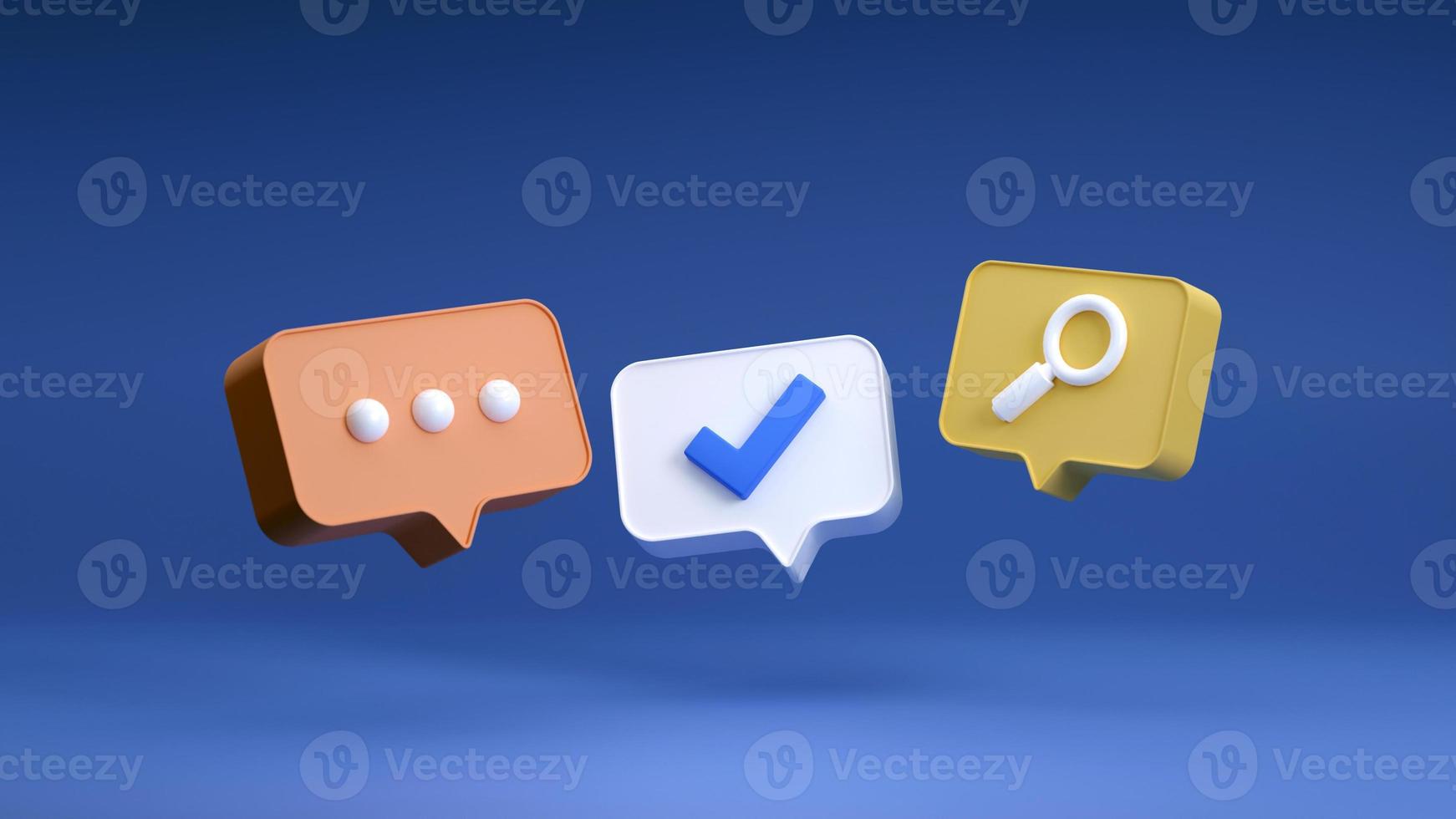 3D Social media platform, online social communication applications concept, chat on light blue background. 3d illustration photo