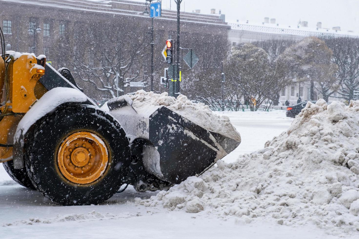 Large-scale snow-plowing equipment taking part in snow removal photo