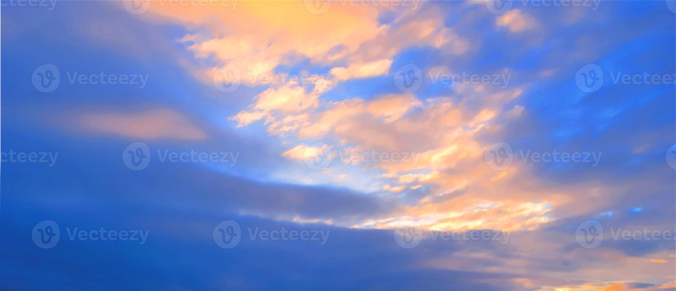 cielo hermosa nube naranja y amarilla cielo blanco azul hermosa luz del sol con fondo de cielo, cielo de la mañana sobre el cielo. foto