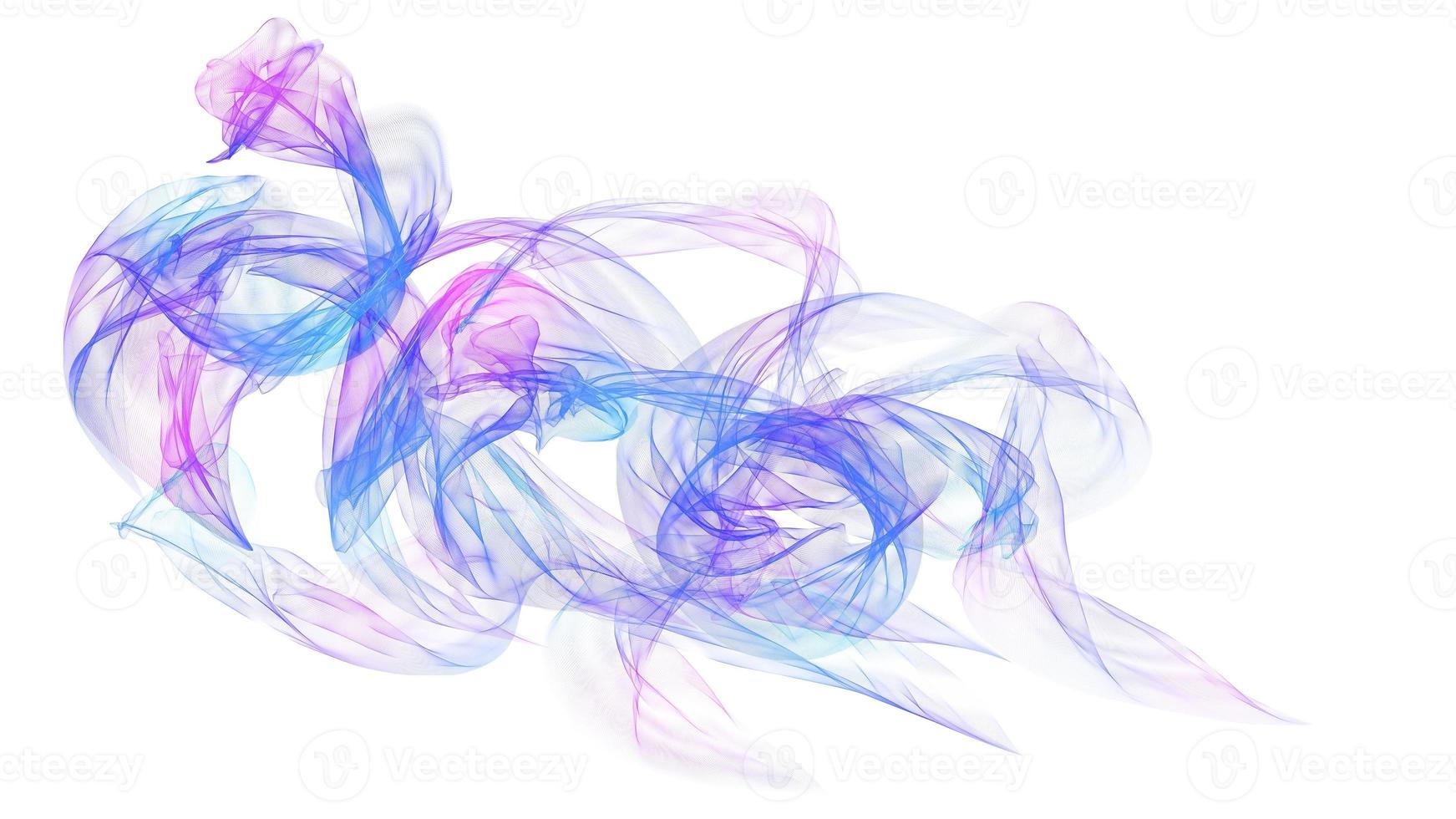 púrpura y azul colorido ahumado interesante color funky salpicaduras de humo aislado en blanco. foto