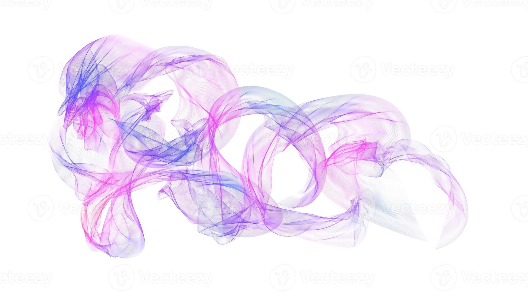 púrpura y azul colorido ahumado interesante color funky salpicaduras de humo aislado en blanco. foto