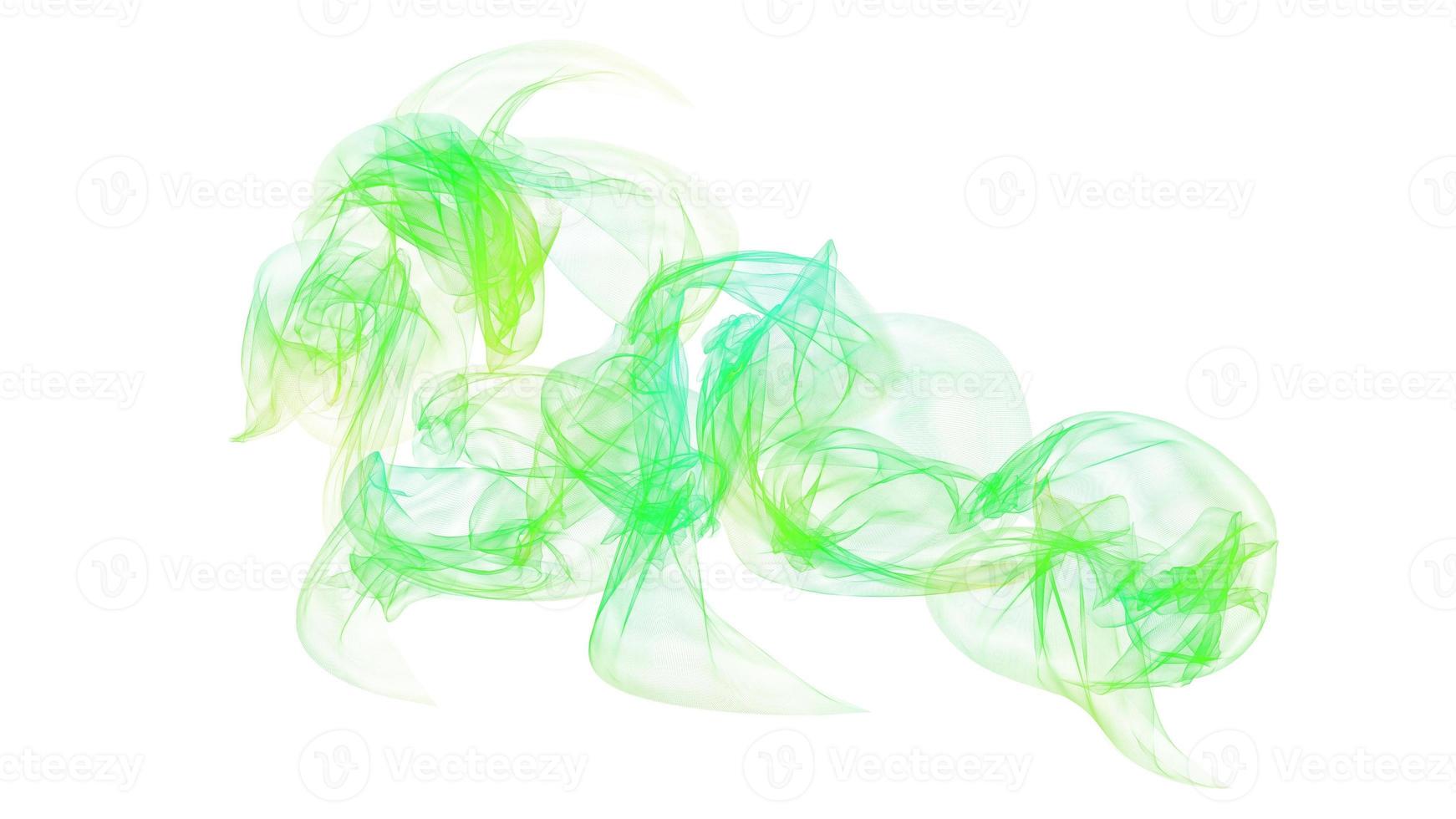 green and yellow colorful smoked Interesting funky colored smoke splash isolated on white. photo