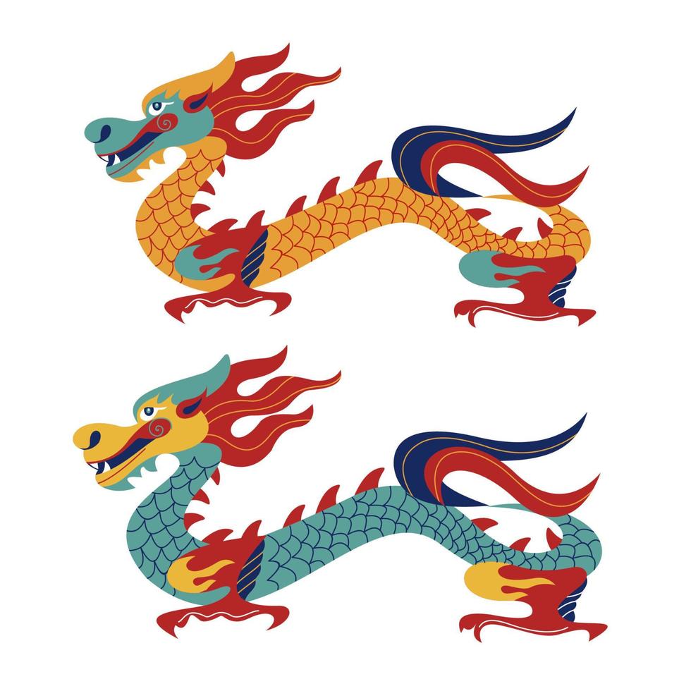 Chinese dragon. Chinese traditional vector illustration. Isolated on white background.