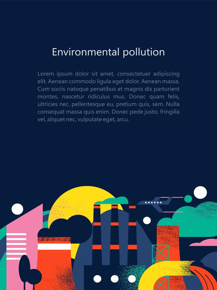 contaminación del medio ambiente por emisiones nocivas a la atmósfera y al agua. ilustración vectorial 03.jpg vector