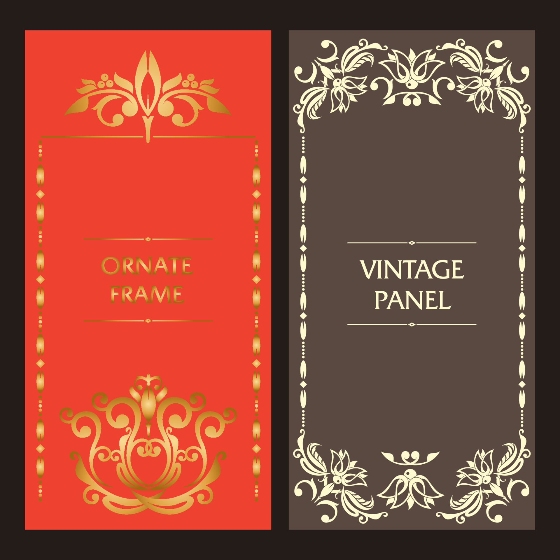 Ornate vintage cards. Set of vector labels, label frame design. Vector  border with place for text. 4862580 Vector Art at Vecteezy