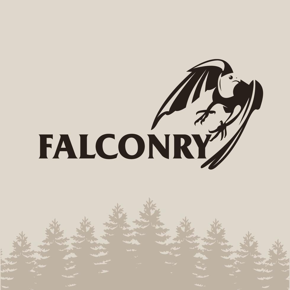 Falcon, hawk. Vector silhouette of the Bird of Prey in flight.