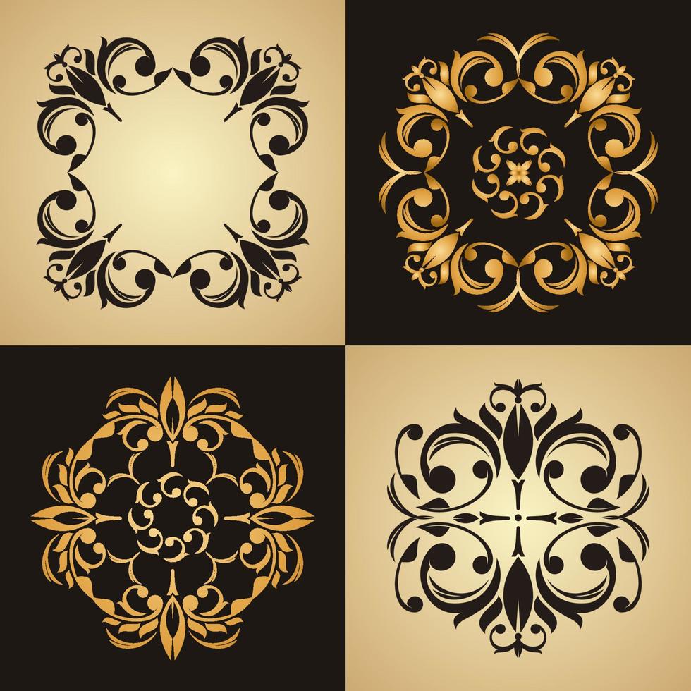 Vector golden border for design template.  Golden floral borders. Element in Victorian style.