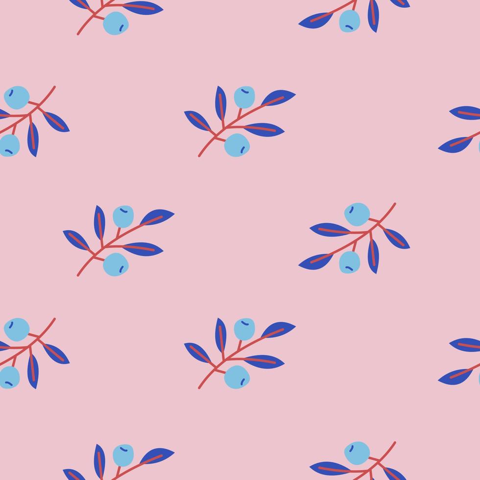 Cute floral seamless pattern with branches and berries.  For printing on paper, textiles of all sizes. Vector illustration.