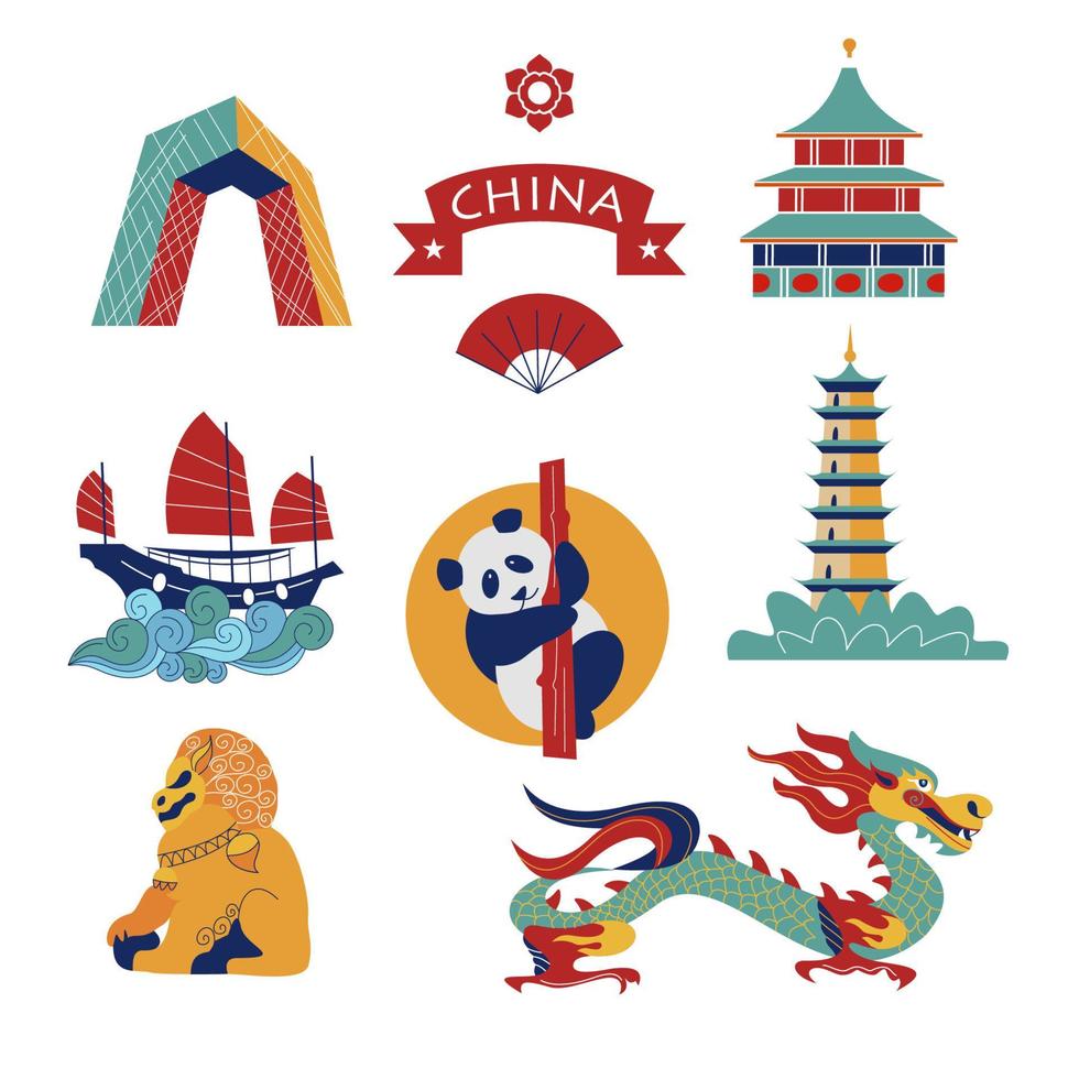 A set of elements of Chinese attractions. vector